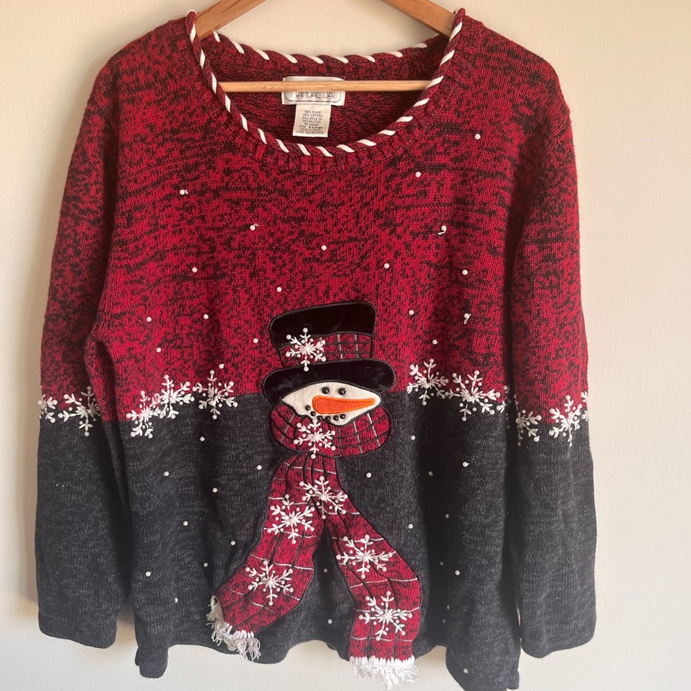 Vintage Mandal Bay Snowman Snowflake Holiday Winter Christmas Sweater Size XL